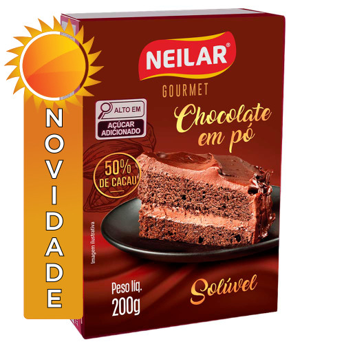 CHOCOLATE EM PÓ SOLÚVEL NEILAR 200GR CACAU 50% - CX COM 12 UN