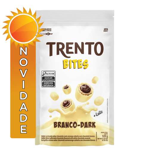 CHOCOLATE TRENTO PECCIN BITES POUCH 120GR BRANCO DARK - CX COM 20 SC
