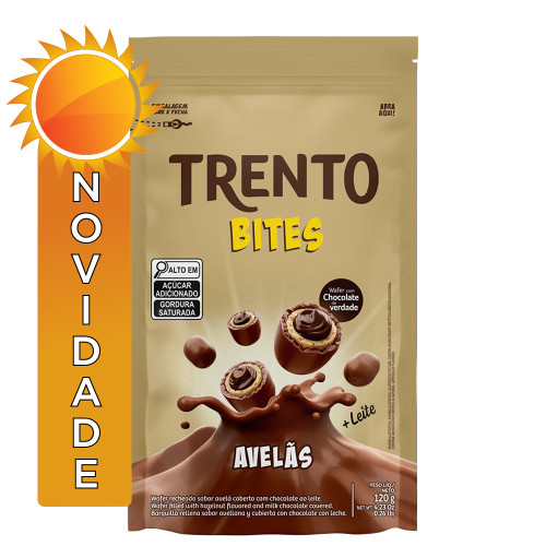 CHOCOLATE TRENTO PECCIN BITES POUCH 120GR AVELÃS - CX COM 20 SC