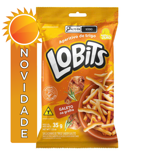SALGADINHO DE TRIGO LOBITS 35GR GALETO NA GRELHA - CX COM 20 UN