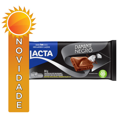 CHOCOLATE LACTA BARRA 80GR  DIAMANTE NEGRO - DP COM 17 UN