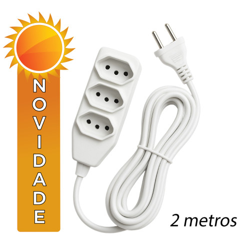EXTENSÃO MÚLTIPLA 2P+T 10A IBÉRICA 2 METROS - UNIDADE