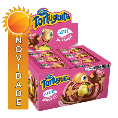 CHOCOLATE TORTUGUITA 15,5GR MORANGO - DP COM 24 UN