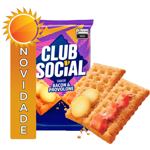 BISCOITO CLUB SOCIAL 141GR BACON E PROVOLONE - CX COM 44 UN