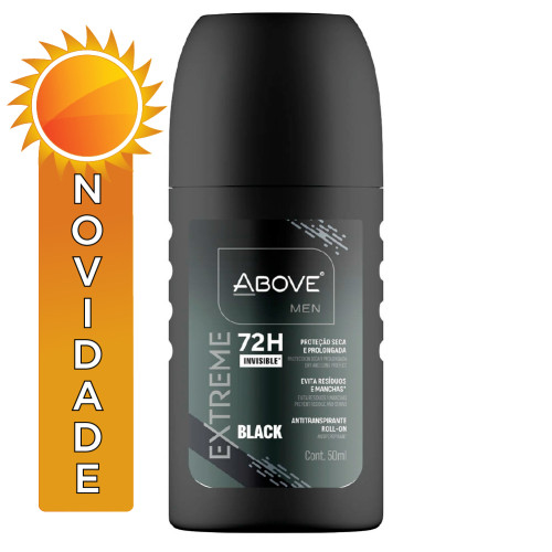 DESODORANTE ROLL-ON ABOVE 72H 50ML EXTREME BLACK - CX COM 12 UN