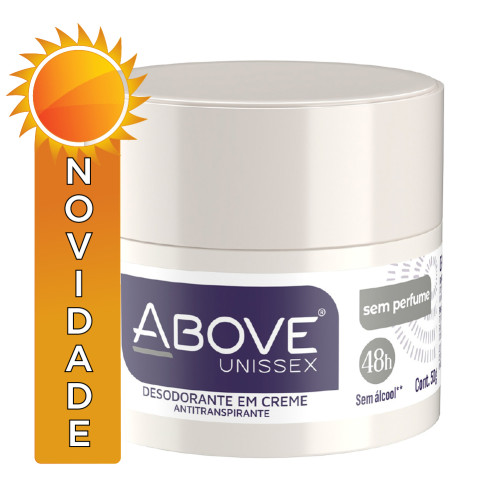 DESODORANTE EM CREME ABOVE 48H 50GR UNISSEX SEM PERFUME - CX COM 12 UN