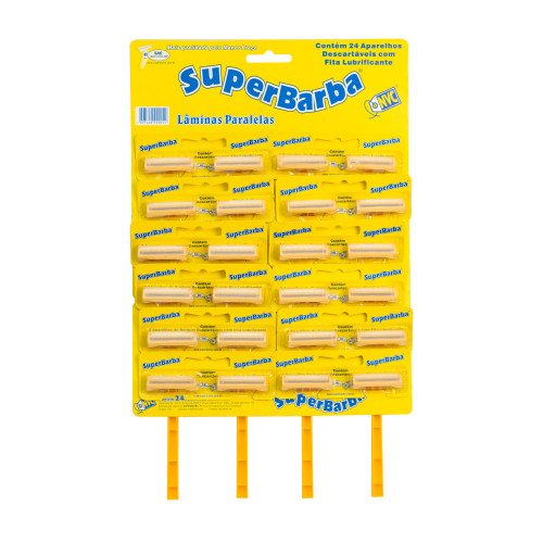 APARELHO DE BARBEAR SUPERBARBA BLISTER AMARELO - CARTELA COM 24 UN