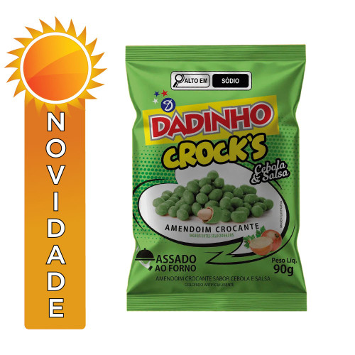 AMENDOIM DADINHO CROCK'S 90GR CEBOLA E SALSA - CX COM 24 UN