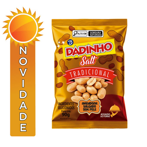 AMENDOIM SALT DADINHO 90GR SEM PELE - CX COM 24 UN