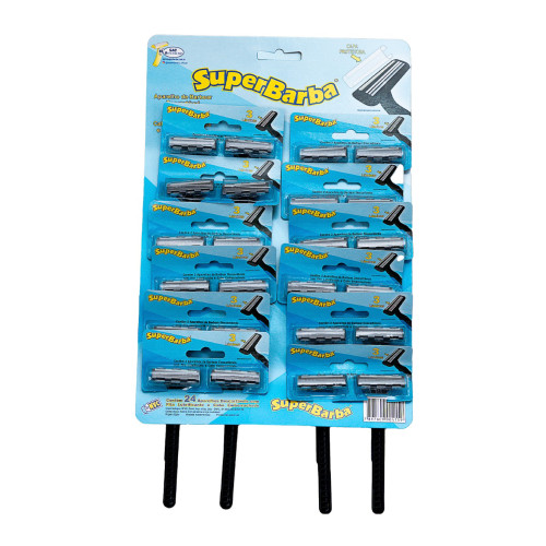 APARELHO DE BARBEAR SUPERBARBA 3 LÂMINAS AZUL - CARTELA COM 24 UN