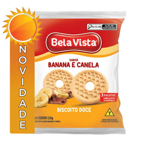 BISCOITO BELA VISTA 226GR BANANA E CANELA - CX COM 20 PC