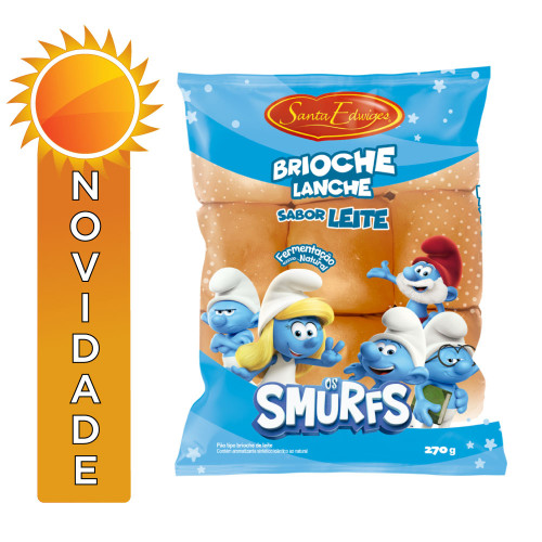PÃO BRIOCHE LANCHE SANTA EDWIGES SMURFS 270GR LEITE - CX COM 9 PC