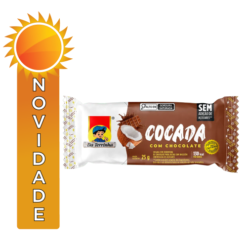 BARRINHA COCADA COM CHOCOLATE DA TERRINHA 25GR - DP COM 12 UN