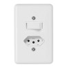 INTERRUPTOR+TOMADA ILUMI BRANCO COM PLACA - CARTELA COM 6 UN