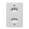 TOMADA DUPLA ILUMI BRANCA COM PLACA - CARTELA COM 6 UN